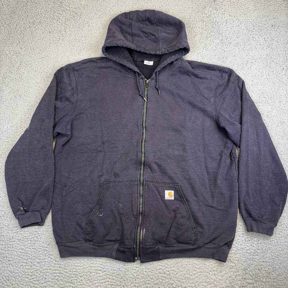 Vintage Carhartt Heavyweight Full Zip Hooded Sweatshirt Blue 102974 - 2XL Tall